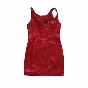 HOT Genuine Leather Red Mini Dress